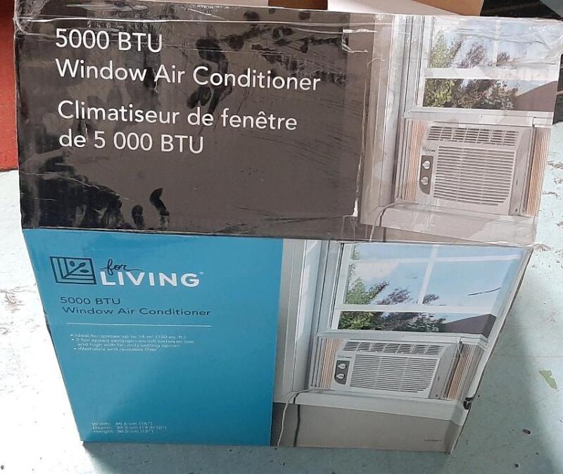 New in Box For Living 5000 BTU Window Air Conditioner | Tested for Power, Works, No Signs of Use