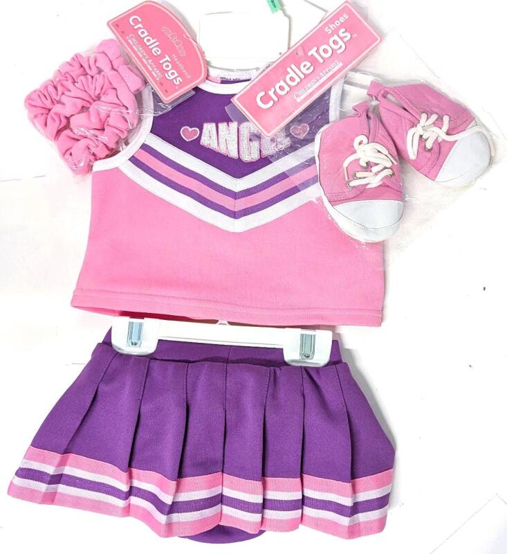 New Size 36 Months Child's CRADLE TOGS 4-Piece Angel Cheerleader Outfit With Tank Top, Skirt, Headband & Shoes