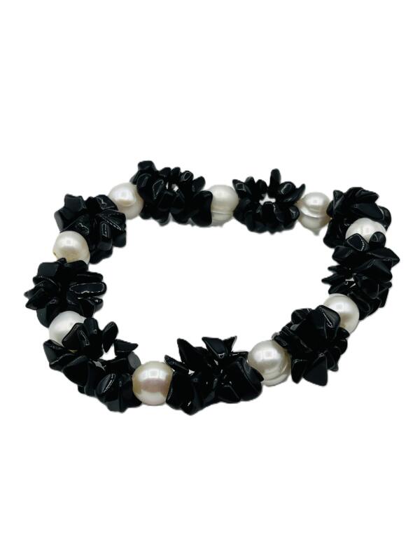 Freshwater Pearl with Black Onyx Beads Bracelet, Retail $200.00.