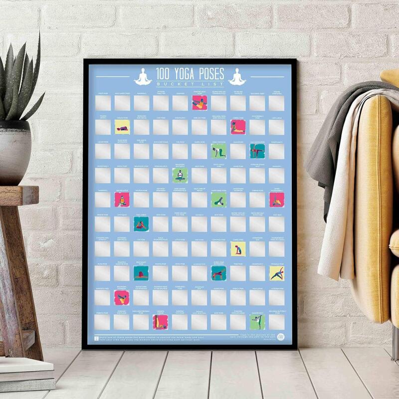 New 100 Yoga Poses Bucket List Scratch Poster