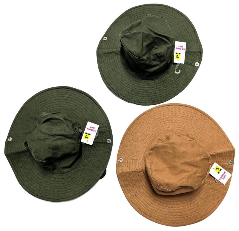 3 New O/S Unisex BOONIE HATS With Drawstrings