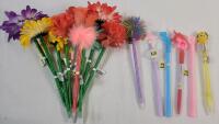 15 New Novelty Gen Pens . Flowers , Unicorns , Cat , Heart plus more .
