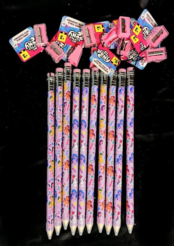 10 New Jumbo MY LITTLE PONY Licensed Huge Pencils With Pencil Sharpeners