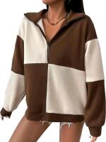 New Size SM Women's Oversized Retro Zip-Up Sweater