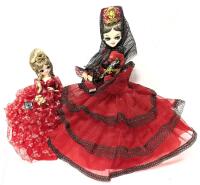 2 Vintage BRADLEY ARTMARK Korea Big-Eye Dolls On Attatched Stands, 13.5" - 17"