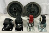 6 Assorted Wheels, Includes 4 Caster Wheels (Smallest 1.75&rdquo; Diameter, Largest 3&rdquo;) and 2 Garbage Can Wheels (7.5&rdquo;)