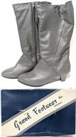 Vintage New Size 11 Women's Grand Footwear Calf-High Sherpa-Lined Side Zip Heeled Boots With Original Box