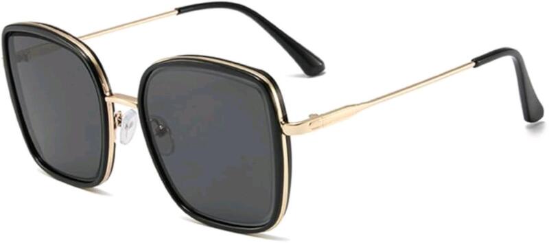 New O/S Women's Retro Large Square Metal Frame Sunglasses