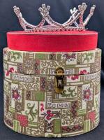 STUNNING Very Old (Possibly Antique) Clear Rhinestone 7-Point Coronet Tiara With Built-In Hair Clip 3.75" Diameter &times; 1.75" Tall In 2-Tier Locking Jewelry Box, In Excellent Condition No Missing Stones