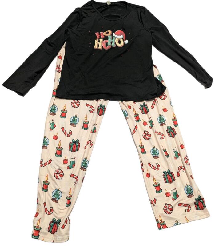New Size XL Women's 2-Piece Long-Sleeve Christmas HO HO HO Pajamas