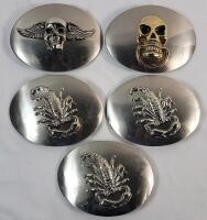 Five (5) Skull & Scorpion Belt Buckles . Each measures 5 ⅛"&times;3 ⅞"