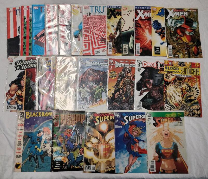 24 Marvel & DC Comic Lot . Includes : X-Men , Truth , Supergirl , Warlord , Wonder Women plus more .