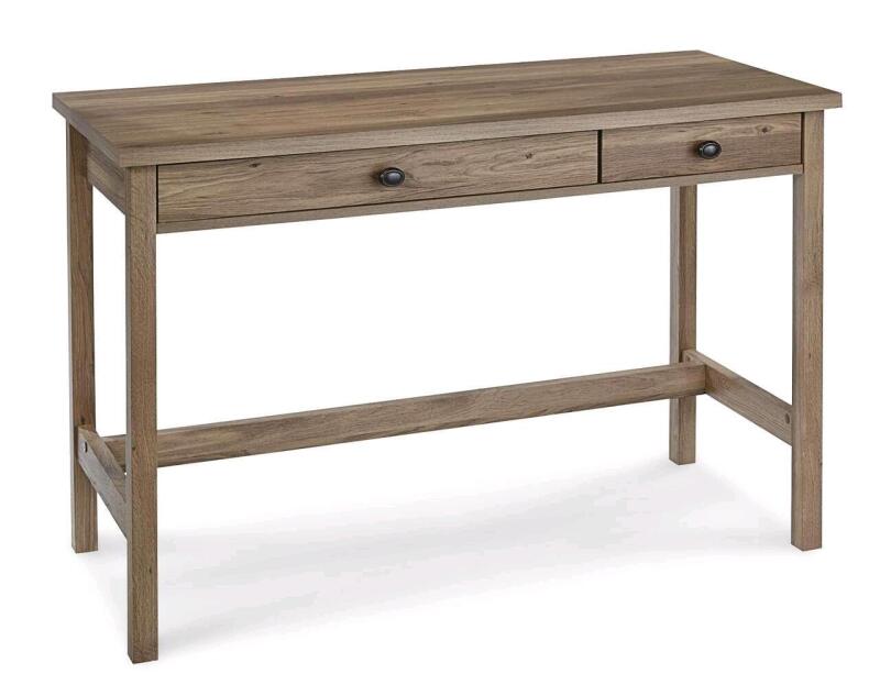 As New Sauder County Line 2-Drawer Home Office Writing Console Desk/Table, Salt Oak Finish . Retail $280 .