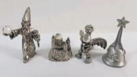 Mini Pewter Fantasy Figures & Bell . Measures 1 &frac14;" to 2 &frac14;" tall