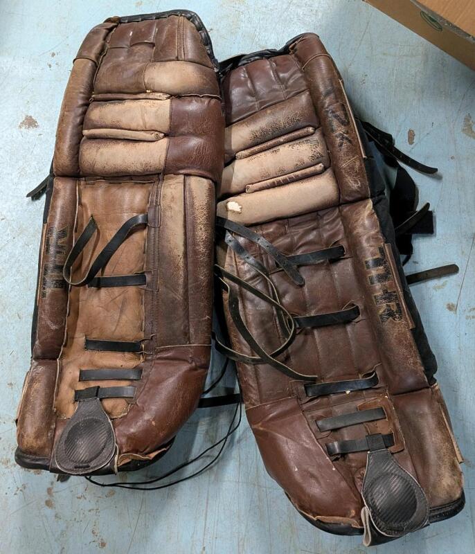 2 Vintage Goalie Pads. 34" Tall.