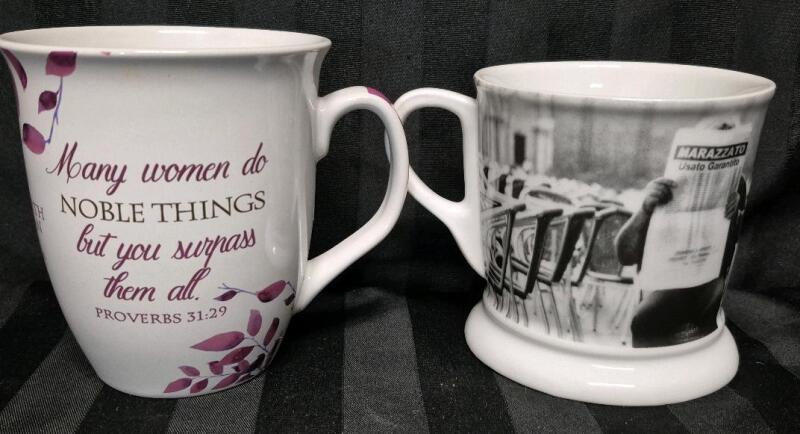 2 Large Mugs - Second Cup 4" Tall