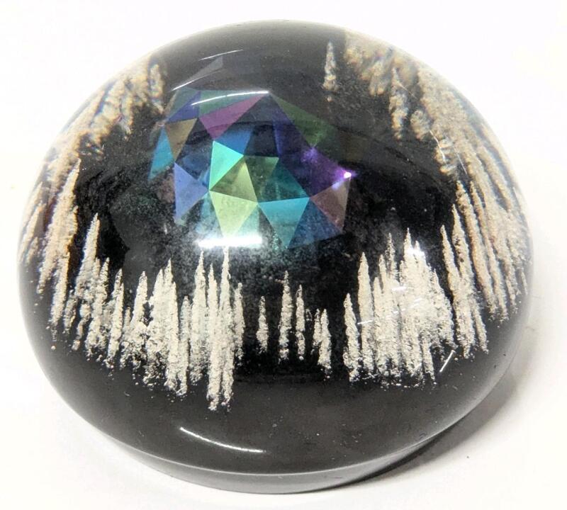 Vintage Tarax Infinity Collection Canada Prismatic Winter Wonderland Handmade Lucite Paperweight, 3.75" Diameter