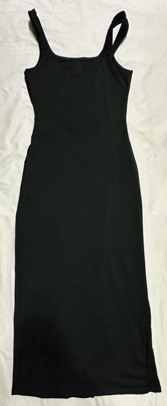 New Women&rsquo;s Small Black Tank Bodycon Midi Dress with Back Slit