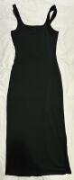 New Women&rsquo;s Small Black Tank Bodycon Midi Dress with Back Slit