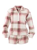 New sz XXSmall Women's No Boundaries Half Zip Pullover and Shorts Plush Set 2-Piece