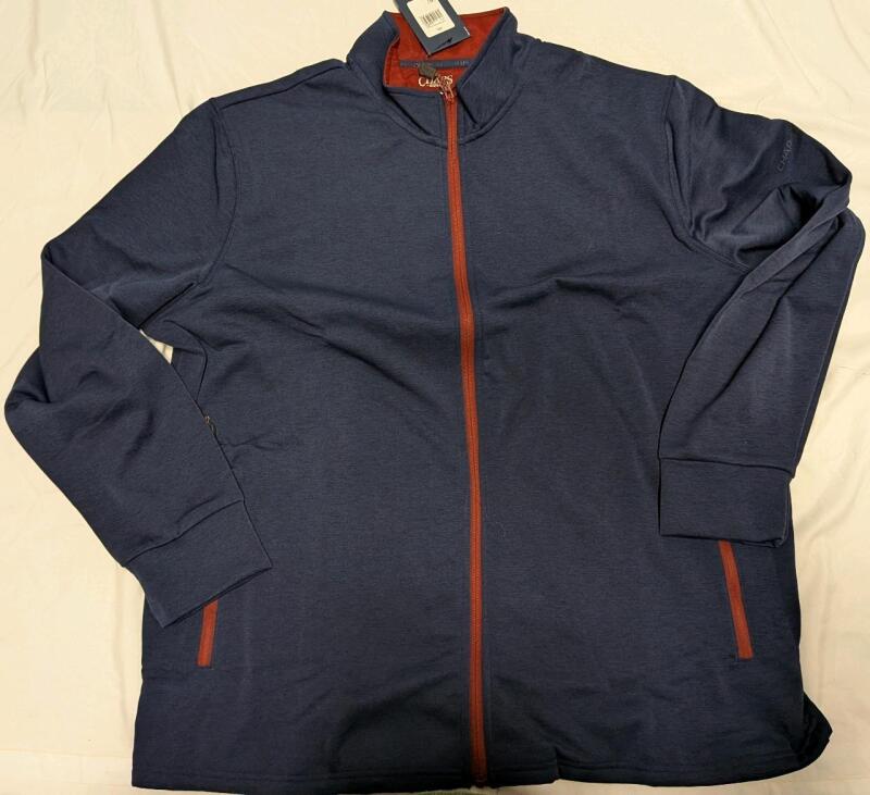 New Size 2XL Men's Chaps Mesh Fleece Full Zip Sweater.