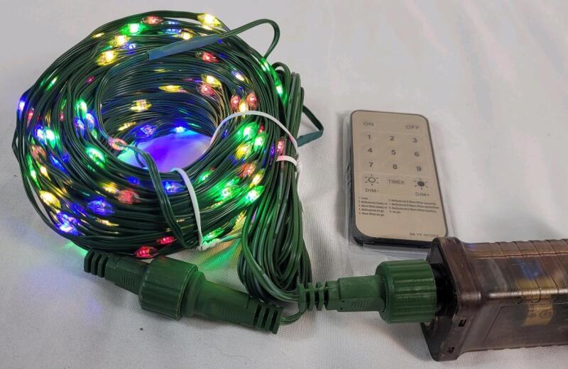 New - 300-Light 6-Setting White/Multicolor String Lighting w/Remote .