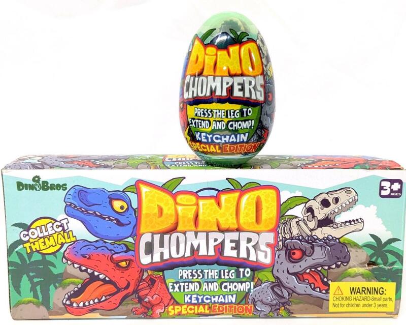 New 3-Pack DINO CHOMPERS Special Edition Dinosaur Chomping Keychains, Approx 3" Long