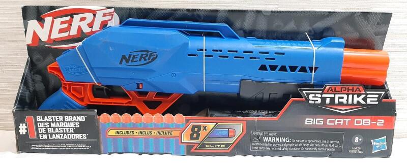 New Nerf Alpha Strike Big Cat DB-2 Foam Dart Blaster w/ 8 Extra Darts