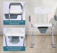 New Eosprim Bath Shower Chair with Handles + Raised Toilet Seat Raiser for Seniors + Bedside Commode Chair