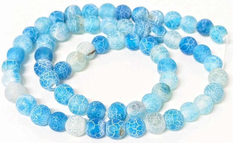 63 New Crackle Opaque Blue Frost Agate Beads, Aporox 0.2" Across