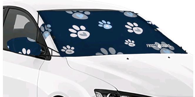 New FrostGuard Vortex | Full-Coverage Car Windshield Cover for Ice and Snow, Standard Size (Puppy Paws) - 59x41 Inches Retails for $61