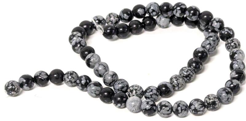 60 New Polished Snowflake Obsidian Stone Beads, Approx 0.25" Across