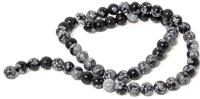 60 New Polished Snowflake Obsidian Stone Beads, Approx 0.25" Across