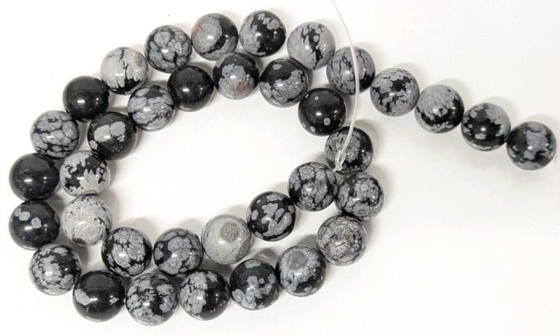 36 New Polished Snowflake Obsidian Beads, Approx 0.4" Across