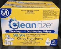 6 Packs New Cleanitize Cleaning & Disinfecting Wipes Citrus Fruit Scent 72 wipes/pack
