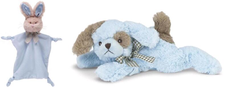 New Bearington Baby : 8" Lil' Waggles Plush Puppy & Wee Bunny Tail Mini Baby Blanket