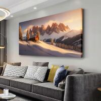 New AERART Landscape Wall Art Snow Mountain Huts Sunset Scenary Canvas Picture Wall Decor Artwork Living Room Bedroom Office Decor Art 24"x48"