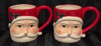 2 New Ceramic Santa Mugs