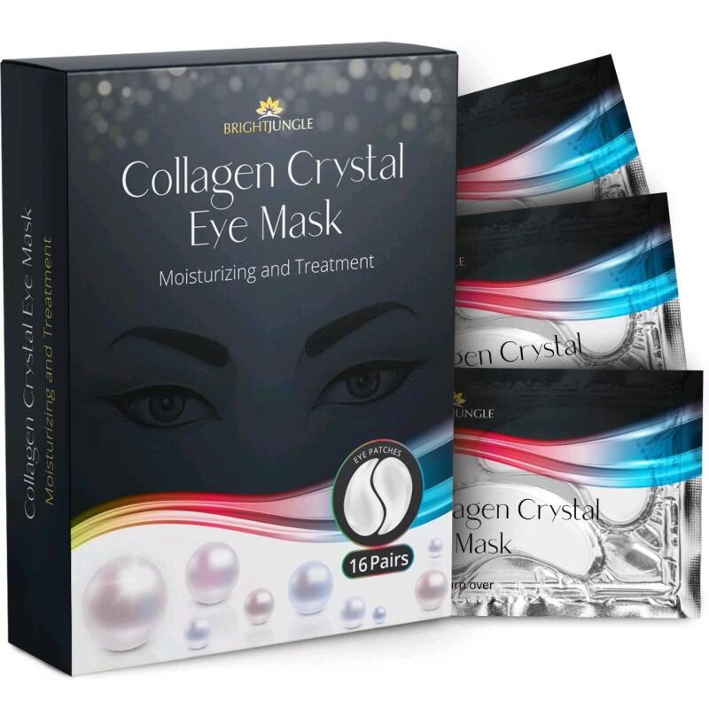 16 Pairs New Bright JungleCollagen Eye Pads for Dark Circles and Puffiness, Unisex Skin Treatment Mask, Moisturizing, Under Eye Patches, Restores Skin Firmness, Intense Hydration