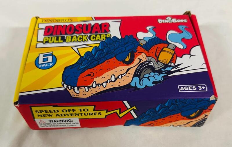 6 Dinobros Dinosaur Pull-Back Cars, Ages 3+