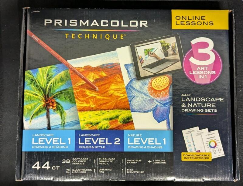 New: Prismacolor Technique - Included Soft Core Pencils - Illustration Markers - Graphite Pencil - Drawing Pad - Magic Eraser - Mini Sharpener - Online Lessons