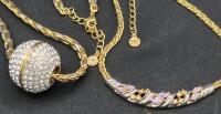 2 Vintage Necklaces Signed with Purple/blue and Clear Stones