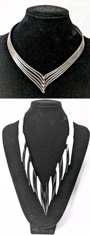 Funky Chunky Art Devo Revival 18" Long Necklace & Non-Magnetic Torque-Style Collar