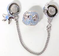 2 New Sterling Silver Stamped S925 Bracelet Charms: Sea World Safety Chain Charms & Sea Turtle & Sea Star Bead Charm