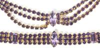 Vintage 2-Piece Grape & Amethyst-Coloured Rhinestone Necklace & Bracelet Set, 6" - 14" Long