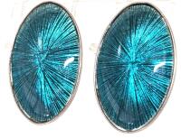 Stamped 925 JPA Sterling Silver-Backed Flat Bezel Pierced Earrings, 1" Long Each