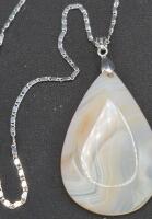 Beautiful Necklace Stamped 18K GP with Pendant 2" Long