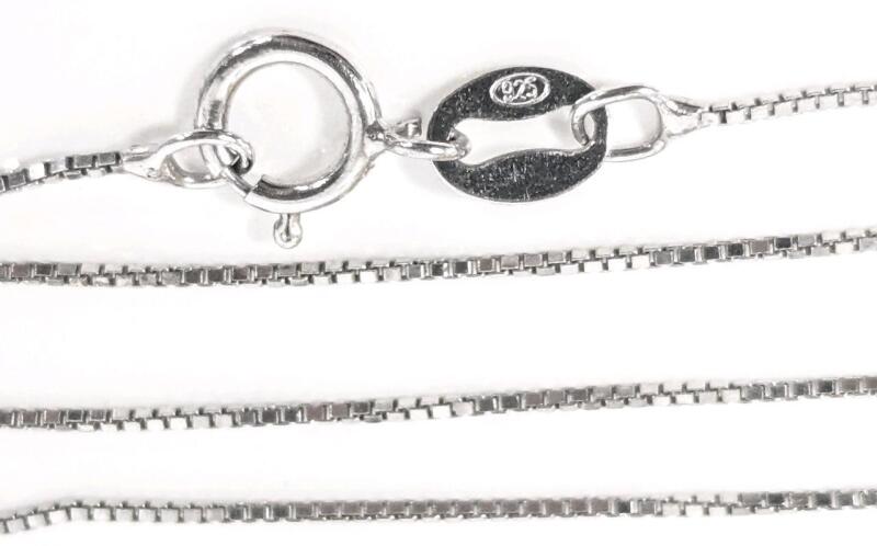 Stamped 925 Sterling Silver Superfine Box Chain, 16" Long
