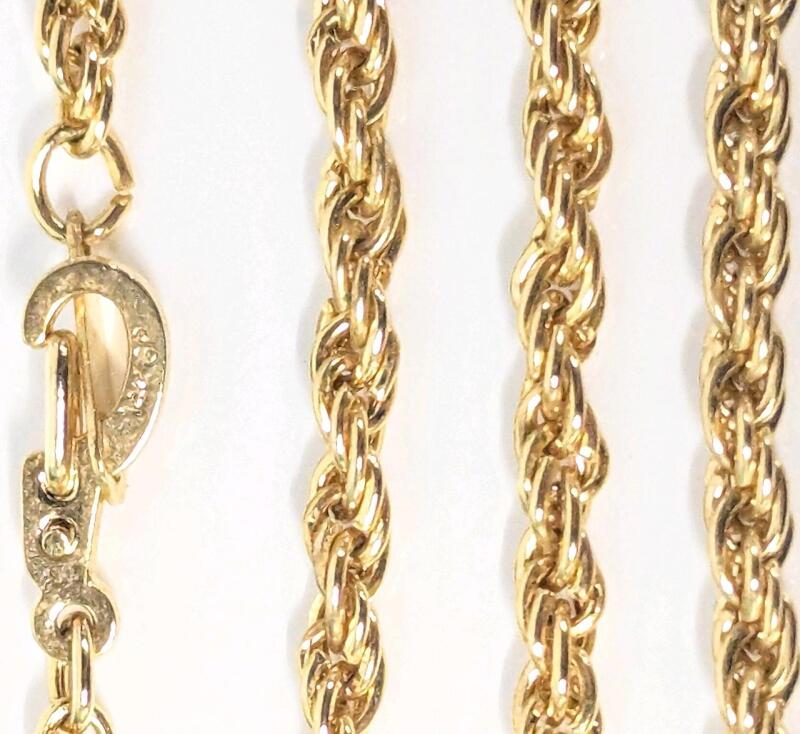 14K GP Gold Plated Rope Chain, 20" Long