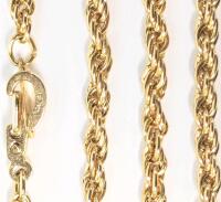 14K GP Gold Plated Rope Chain, 20" Long